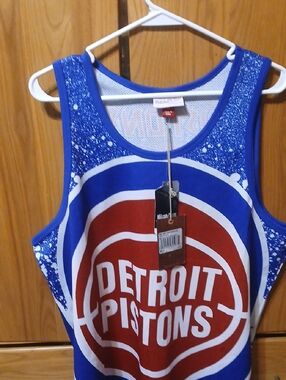 Detroit Pistons Blue & Red mitchell & Ness Tank Top